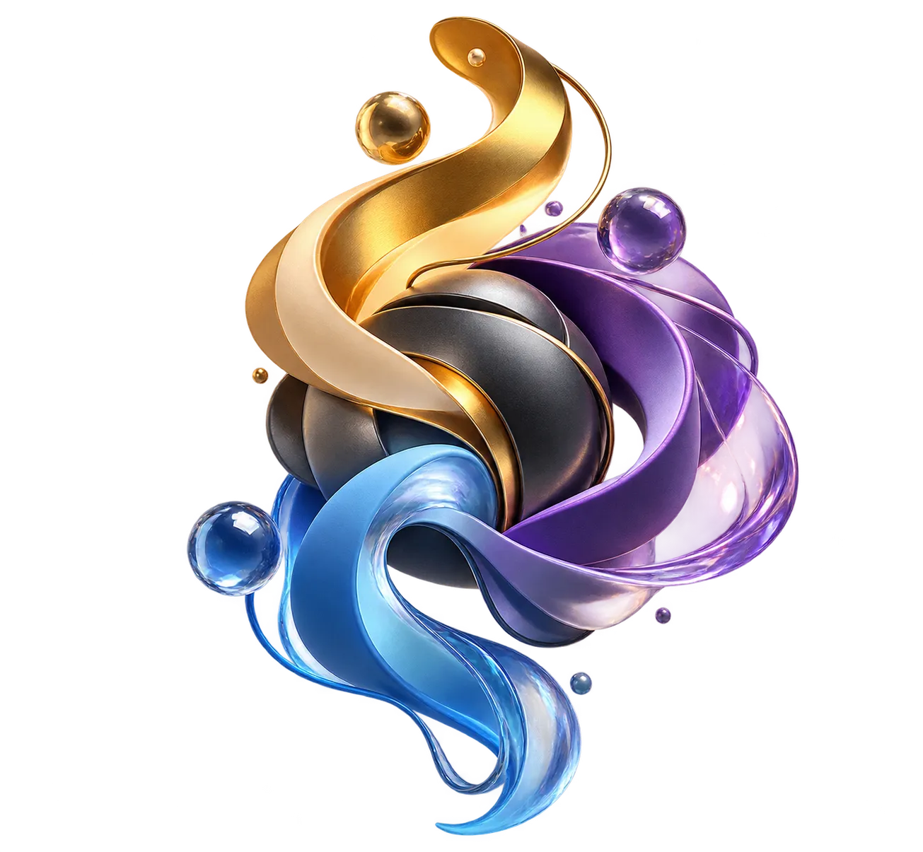 Three shapes converging into a single system