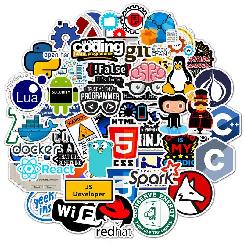 50PCS Programming Stickers Developer Docker Stickers Hacker CSS Programmer  SQL Stickers For DIY Computer Laptop Notebook Macbook|Laptop Skins| - AliExpress
