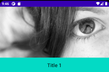 Foto recortada con ContentScale.Crop que llena todo el ancho sobre la franja turquesa de Title 1