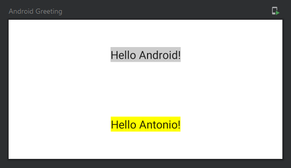 Column con SpaceAround y CenterHorizontally: los dos textos centrados horizontalmente