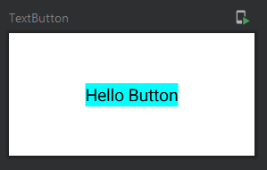 Texto Hello Button centrado con fondo cian ajustado al texto, sin padding