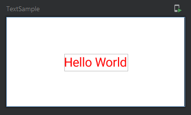 Preview TextSample con el texto Hello World en color rojo