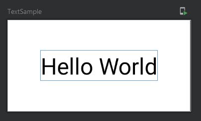 Preview TextSample con Hello World en un tamaño de fuente de 25sp