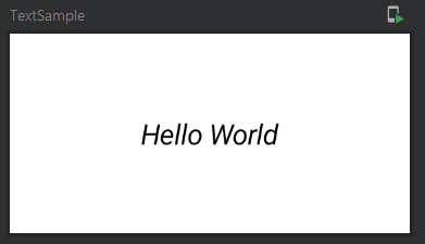 Preview TextSample con el texto Hello World en cursiva